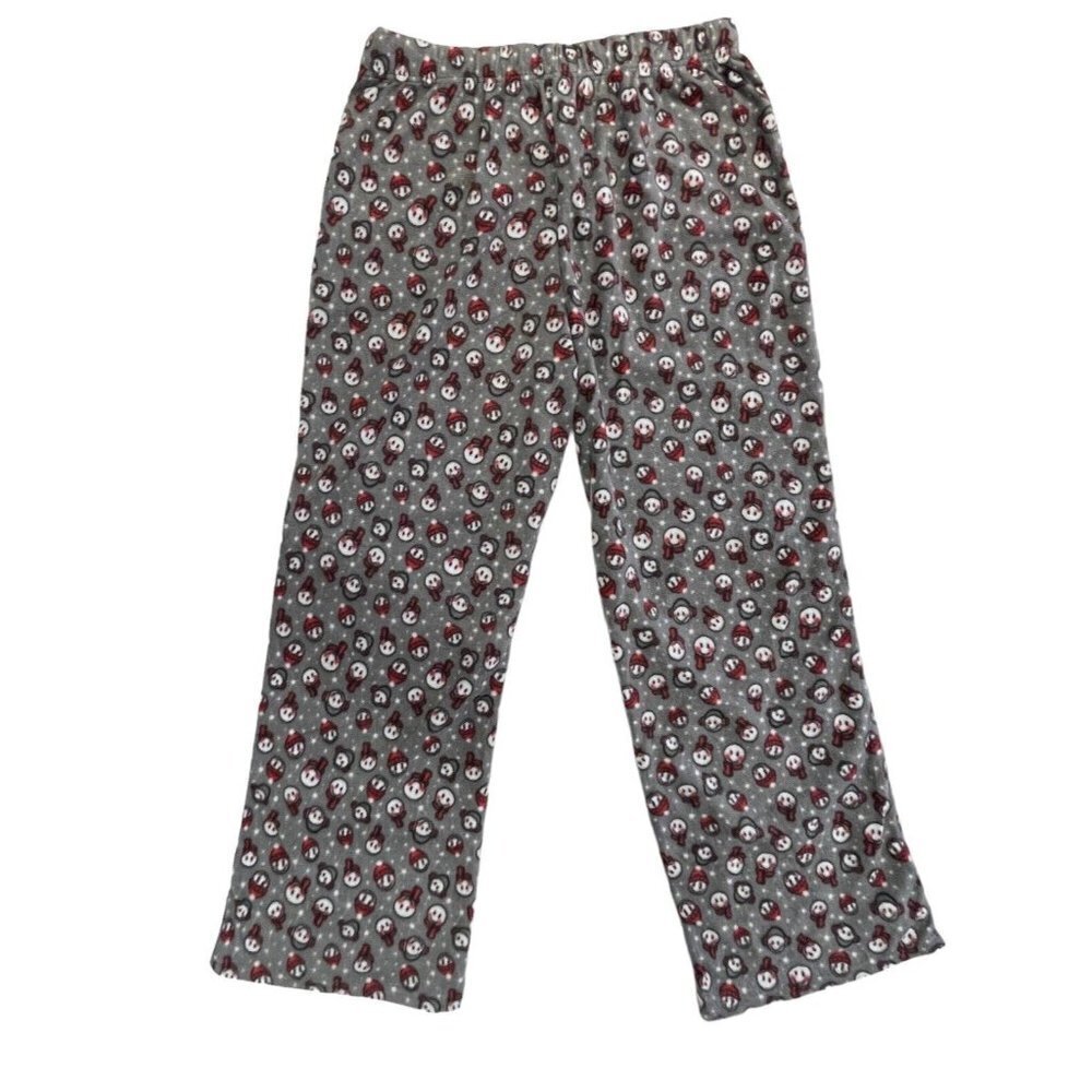 SLEEP STREET‎ Mens Fleece Pajama Lounge Pants Large Grey Smiley Face Snowmen NEW